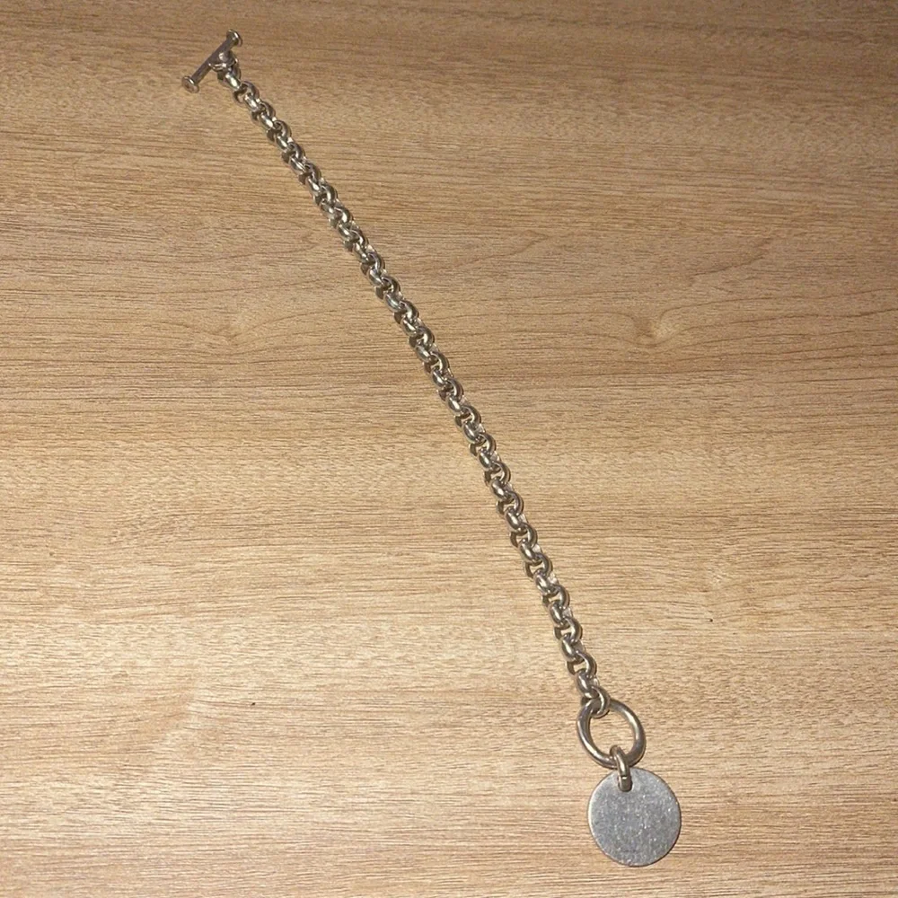Sterling Silver Silpada Rolo Chain Toggle Engravable Disc Charm Bracelet - Picture 4 of 4